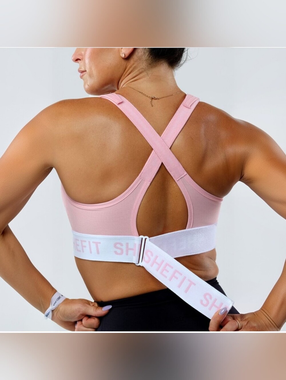SHEFIT Ultimate Sports Bra Pink "Confident" Adjustable High-Impact Women's 2LUXE - Picture 3 of 14